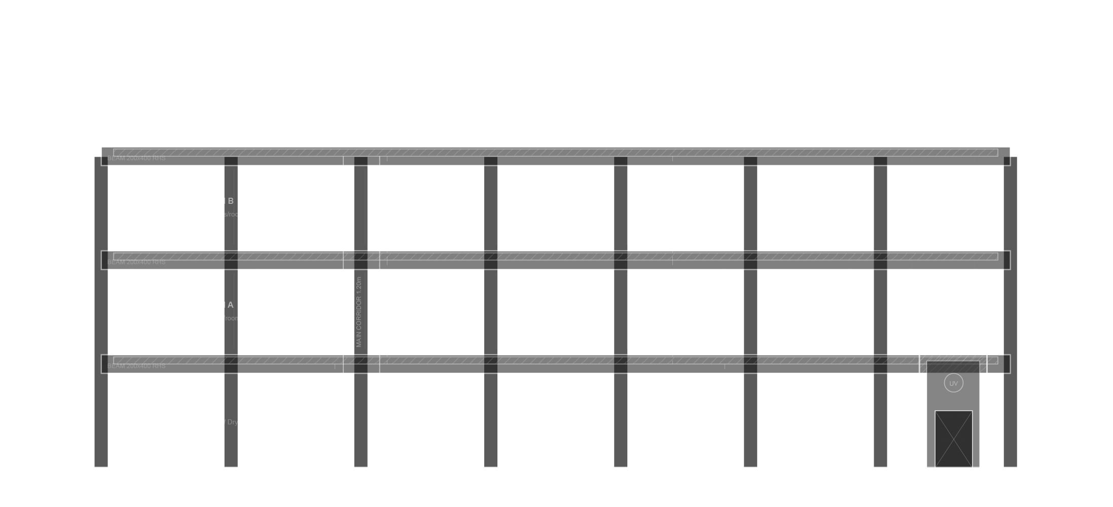 Side elevation of the grow facility